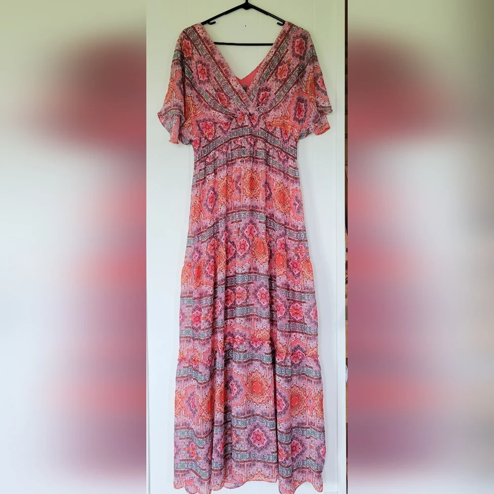 Rabbit Rabbit Rabbit Designs Geometric Pattern Maxi Dress Size 16 - Picture 2 of 10